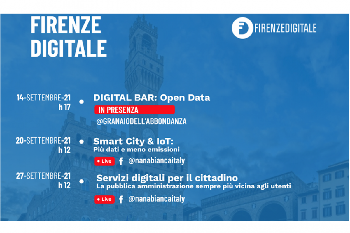 Locandina open talks Firenze digitale e Nana Bianca di settembre